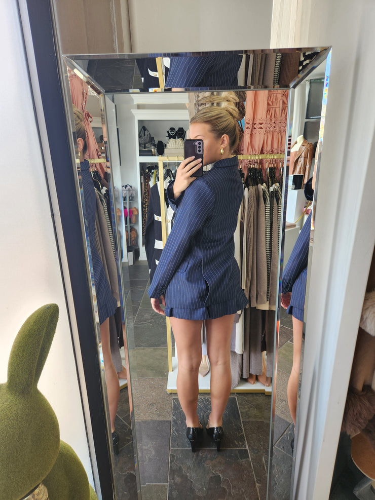 Pin Stripped Suit Jacket Navy