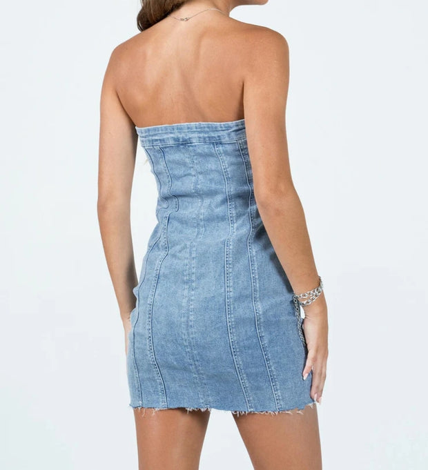 Daisy Bandeau Denim Dress