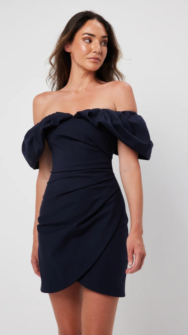 Elia Dress Off shoulder Navy