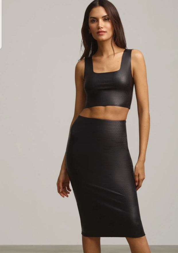 Commando Midi Vegan Leather Skirt